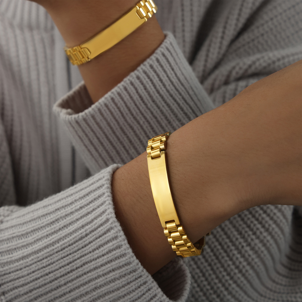 Fashionable Minimalist Geometric 18K PVD Gold Plated Titanium Steel Bracelet Luxe Jewelry for Women - Image 4