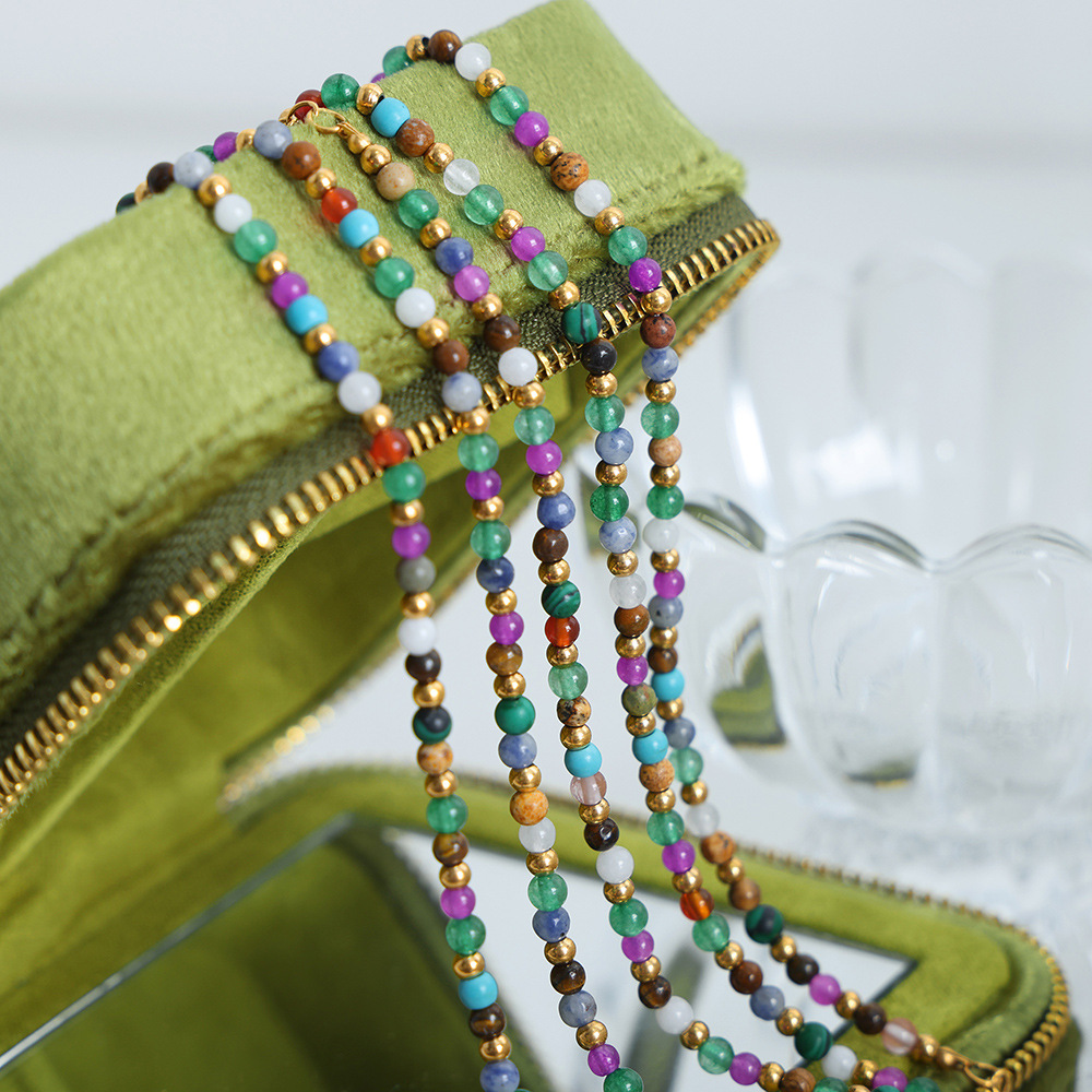 Bohemian Ethnic Style Natural Stone Beaded Bracelet Luxe 18K PVD Gold Plated Jewelry for Women - Image 4