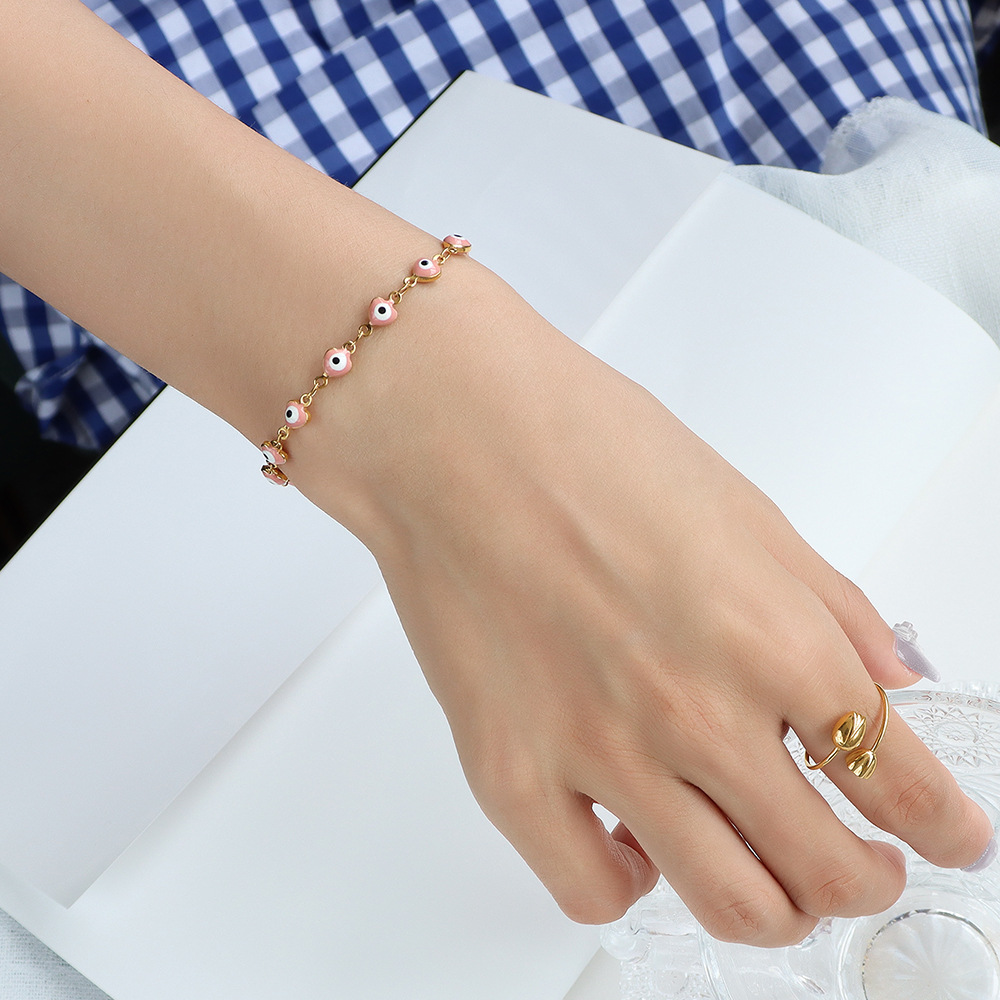 European Bracelet Dripping Oil Pink Little Fish Bracelet 18K Gold Plated Titanium Steel Friendship Jewelry - Image 3