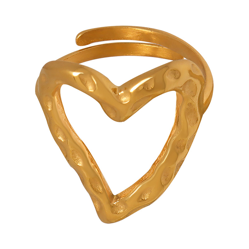 European Metal Fashion Trendy Non-Fading Irregular Heart-Shaped Ring Titanium Steel Jewelry