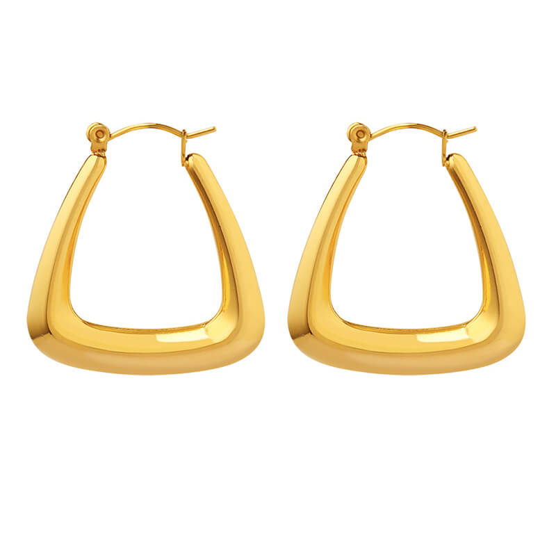French niche luxurious U-shaped earrings titanium steel 18k PVD gold plated lightweight versatile jewelry for women