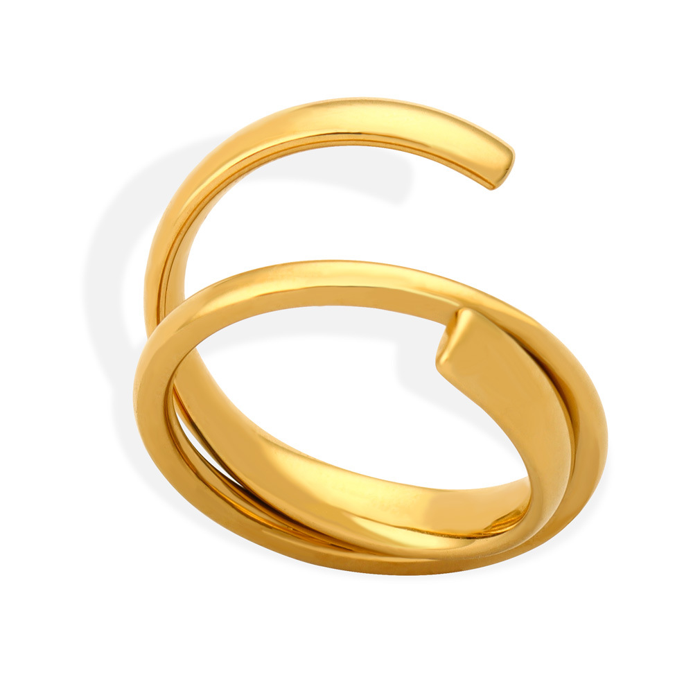 INS Style Minimalist Titanium Steel Gold Plated Irregular Fashion Ring Jewelry Wholesale