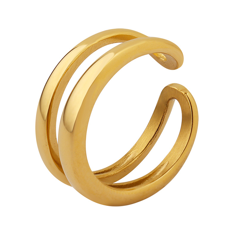 Geometric Minimalist Double Layer Open INS Ring European Fashion Commuter Finger Ring for Women