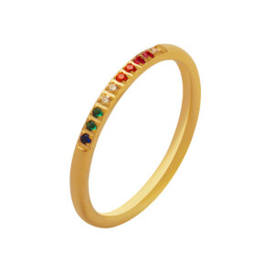 Delicate Minimalist Multi-Color Zircon Starry Sky Thin Ring Stacked Finger Ring Hot Selling Non-Fading Jewelry