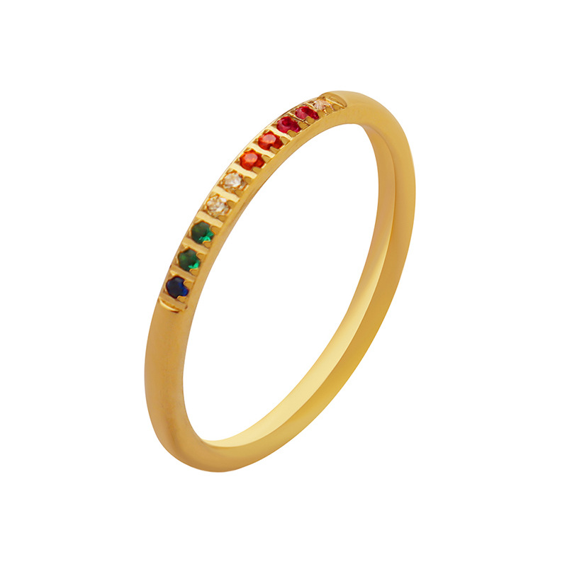 Delicate Minimalist Multi-Color Zircon Starry Sky Thin Ring Stacked Finger Ring Hot Selling Non-Fading Jewelry
