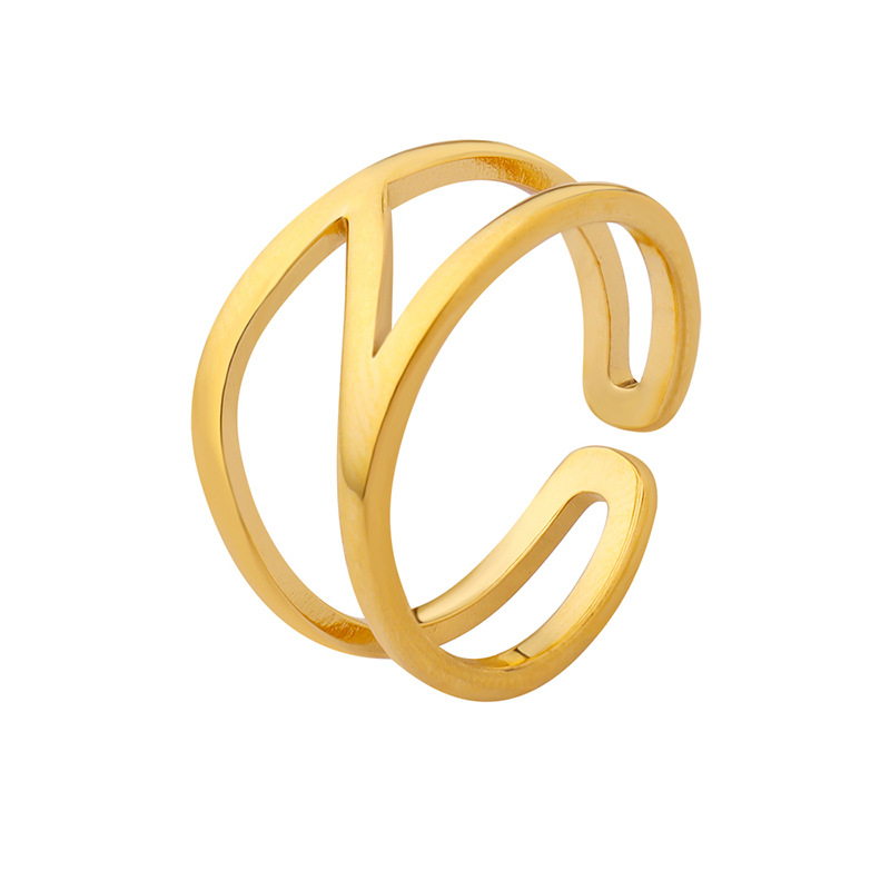 Trendy Hollow Open Ring Creative Small Unisex Design Titanium Steel 18K PVD Gold Plated Open Finger Ring