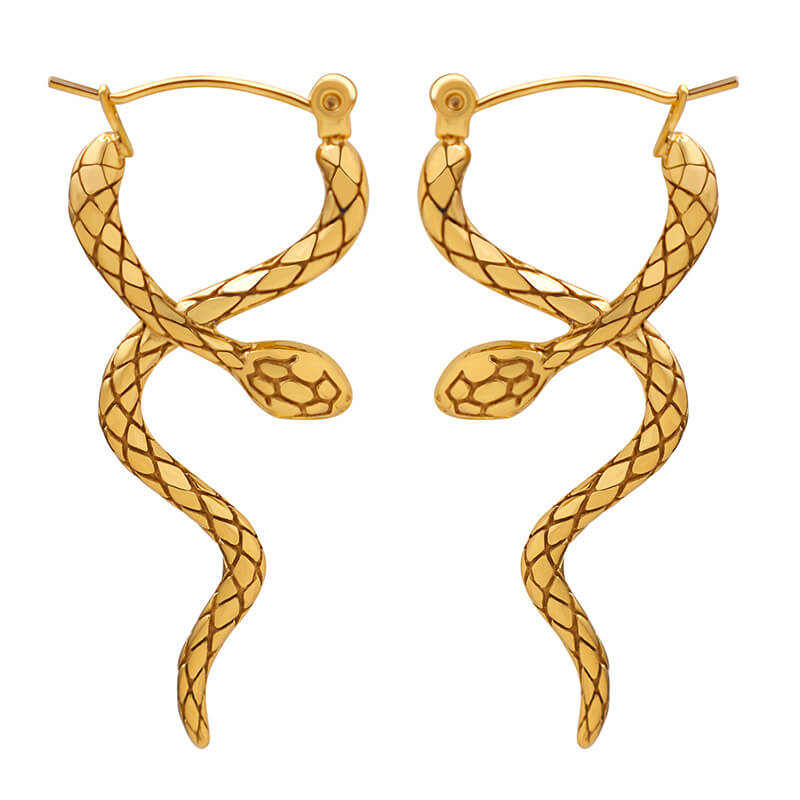 European snake-shaped twisted earrings titanium steel 18k PVD gold plated bold stylish niche jewelry for women