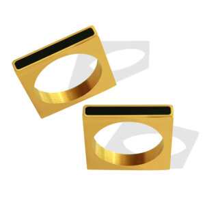 2025 New European Ins Style Small Geometric Square Ring Titanium Steel 18K PVD Gold Plated Finger Ring for Women