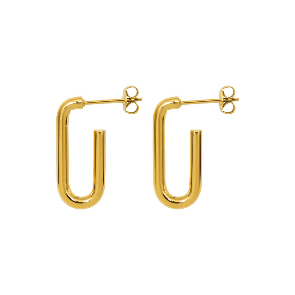 Marka French ins artistic U-shaped geometric earrings titanium steel 18k PVD gold plated lightweight studs