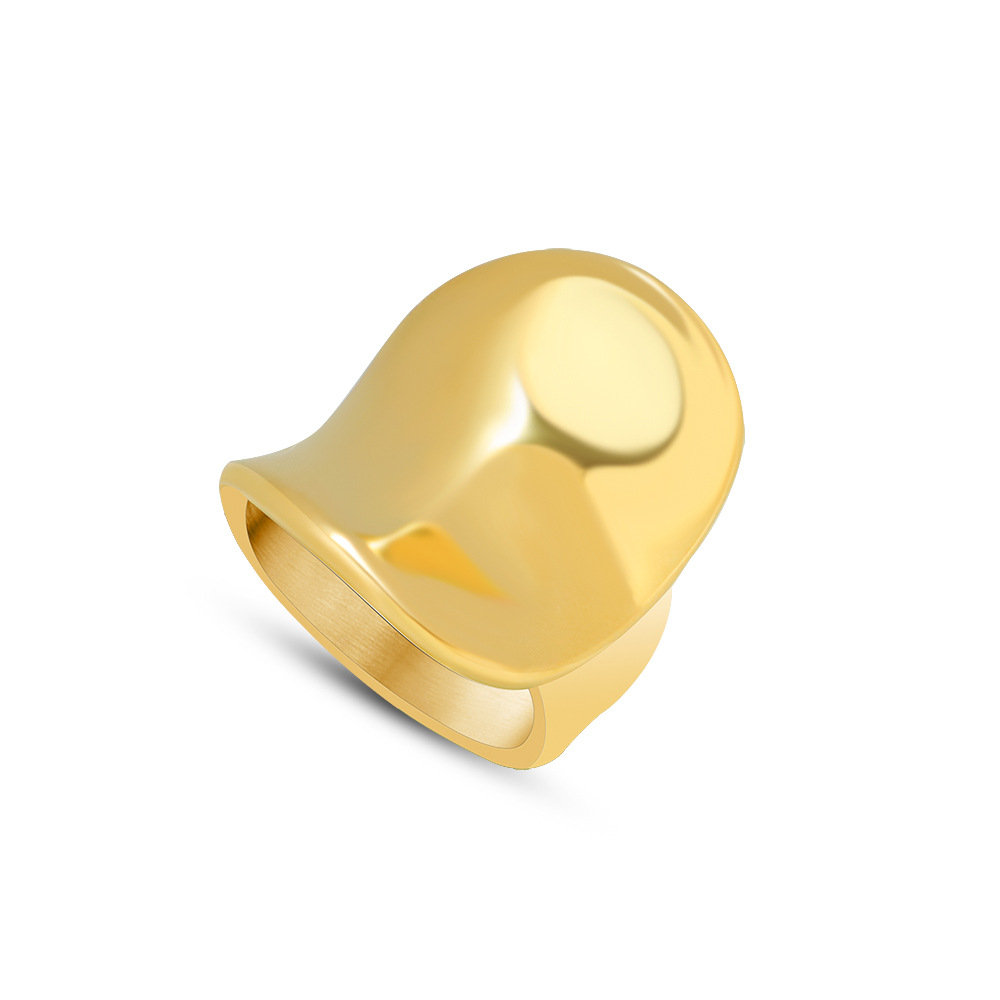 Hot Selling Popular Ins Style Unique Shaped Ring with Titanium Steel 18K PVD Gold Plated Jewelry Wholesale