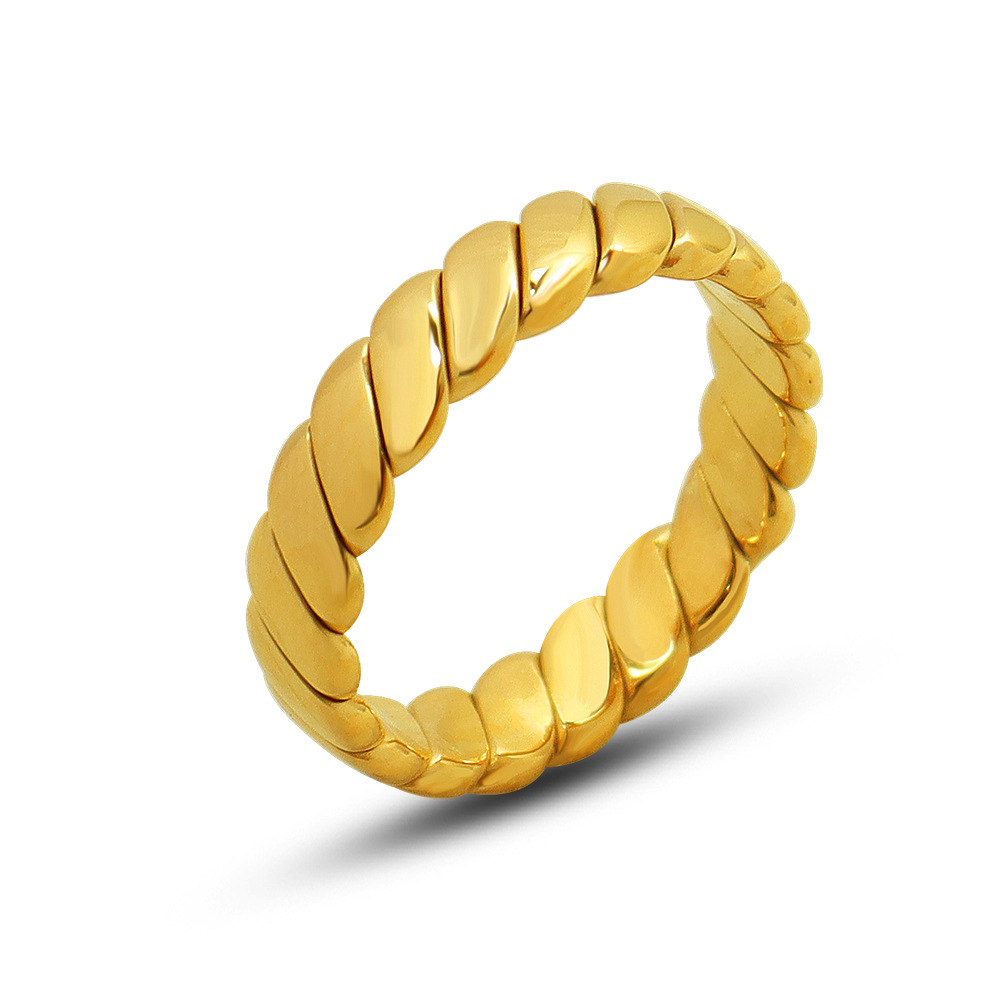 French Inspired Minimalist Geometric Solid Circle Ring with Titanium Steel 18K PVD Gold Plating Retro Hand Jewelry