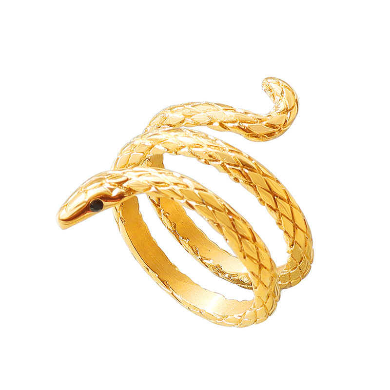 European Minimalist Snake Wrap Ring for Women Fade-Resistant Cool Trendy Personalized Titanium Steel Finger Jewelry