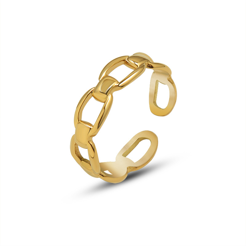 French Inspired Bone Joint Hollow Design Ring Versatile Adjustable Open Ring with Titanium Steel for Women
