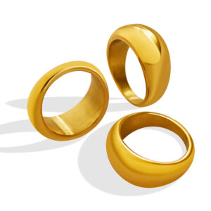 Chinese Inspired Minimalist Cold Style Small Design Titanium Steel 18K PVD Gold Plating Solid Circle Versatile Finger Ring