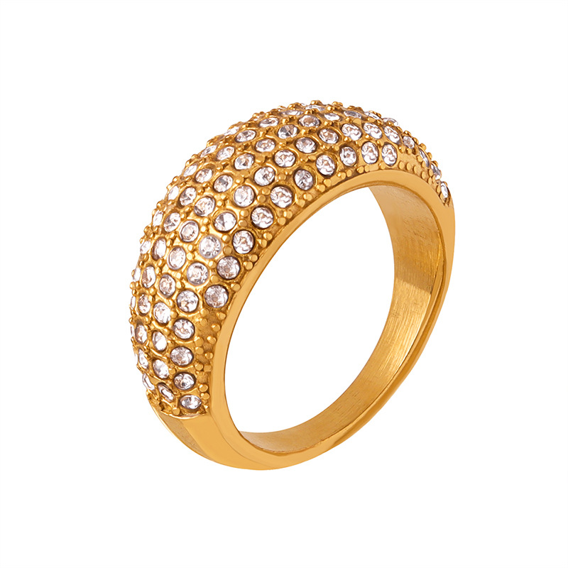 European Cold Style Full Star Full CZ Czech CZ Inlaid Personalized Titanium Steel Gold Plated Ring
