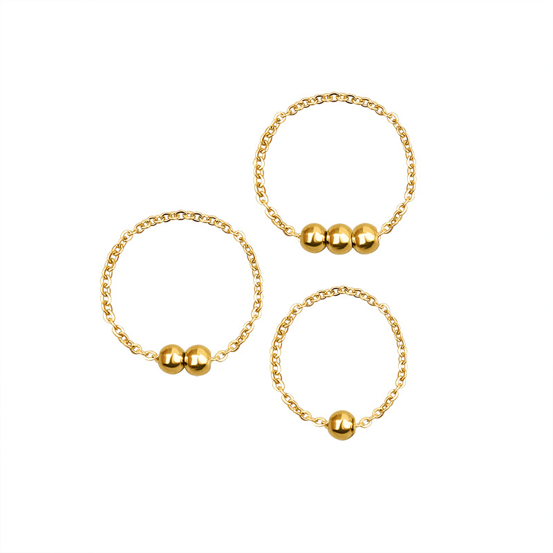 Minimalist Greek Lucky Small Steel Bead Ring Tail Ring with Titanium Steel 18K PVD Gold Plated Personalized Finger Jewelry