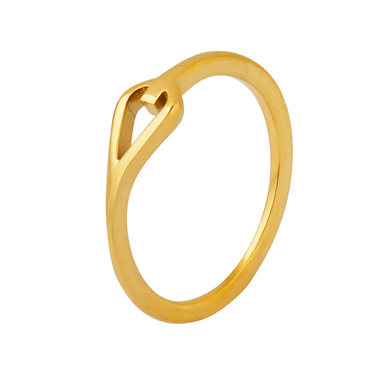 Small Delicate Solid Circle Versatile Hollow Heart Ring with Titanium Steel 18K PVD Gold Plated Friendship Matching Rings