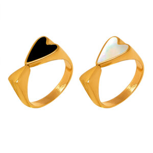 Electroplated 18K Gold Heart to Heart Ring for Women Ins Style Minimalist Fashion Double Heart Korean Creative Ring