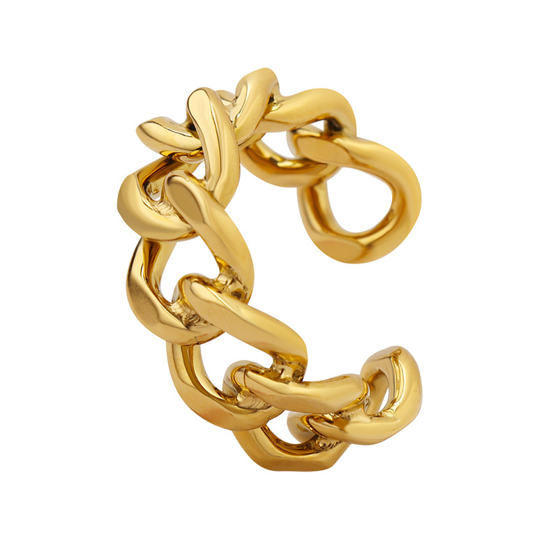 European Cold Ins Style Popular Personalized Minimalist Hollow Chain Twisted Open Titanium Steel Ring