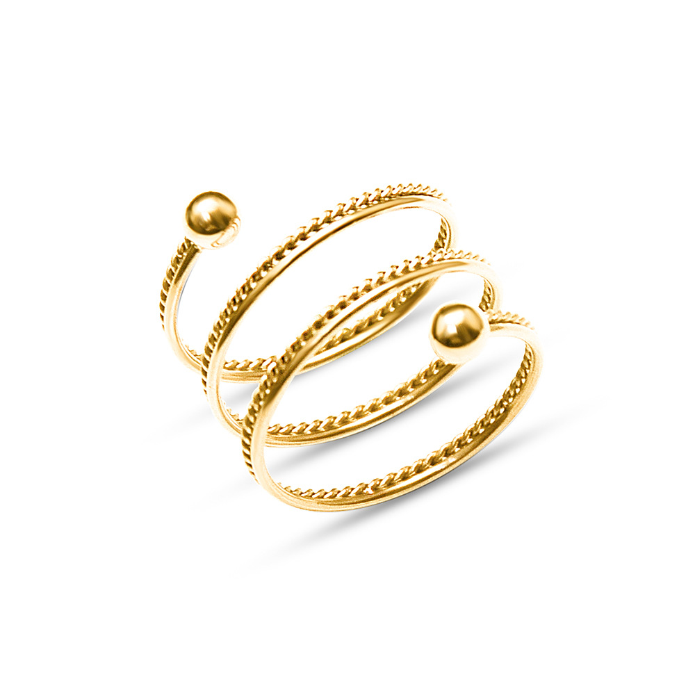 French Small Design Double Layer Spring Twisted Ring Versatile Finger Ring with Titanium Steel 18K PVD Gold Plating
