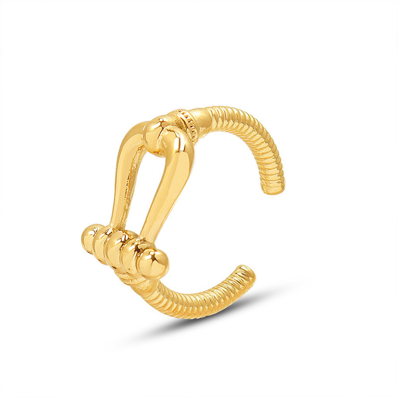 West Coast Hiphop Twisted Hollow Open Titanium Steel Ring Electroplated 18K Gold Unisex Jewelry Wholesale