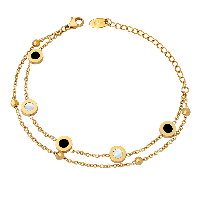 Roman Minimalist Design Bracelet for Women 18K PVD Gold Plated Titanium Steel