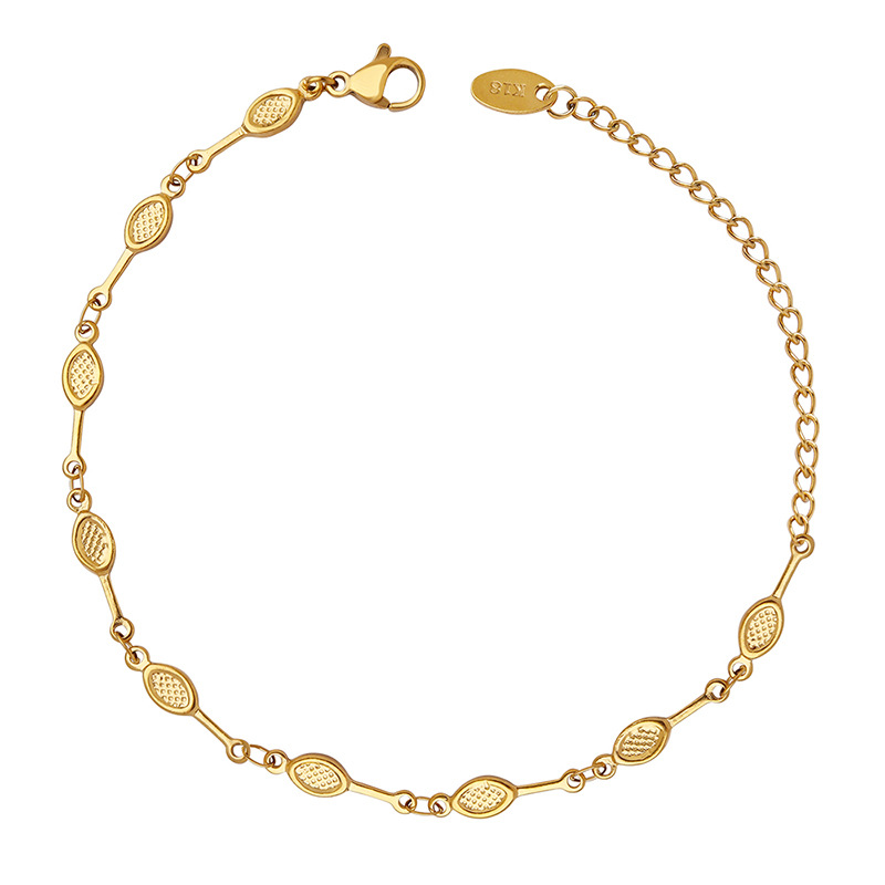 Fresh Campus Style Tennis Racket Pendant Bracelet 18K PVD Gold Plated Trendy Jewelry for Women