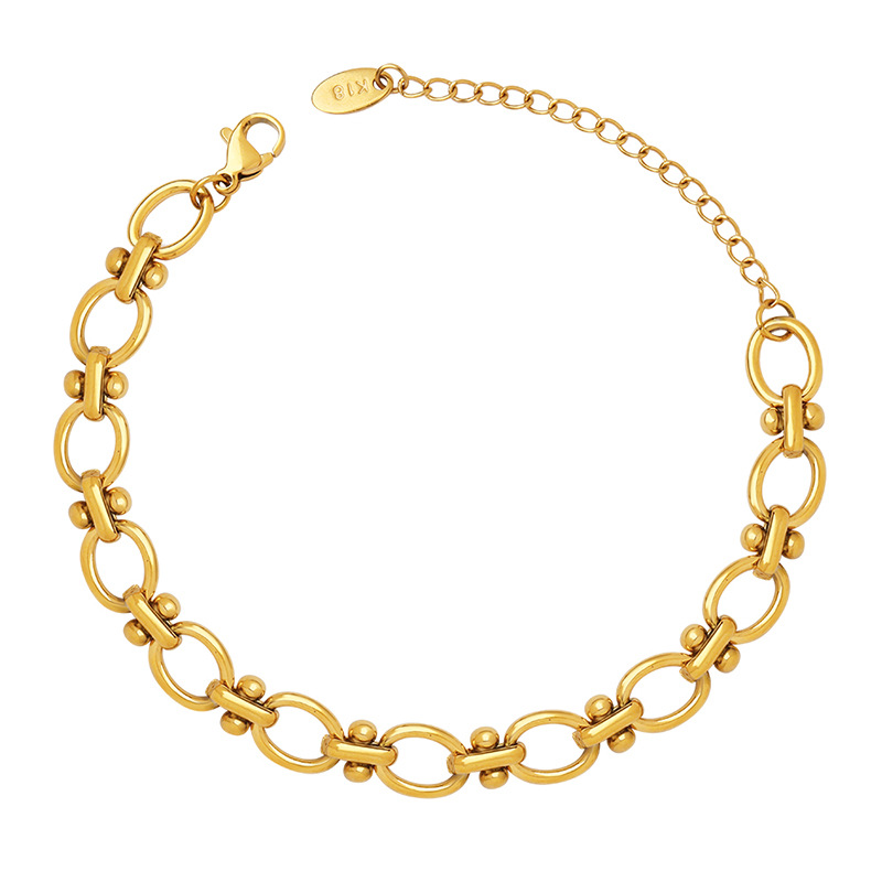 Fashionable Chunky Chain Bracelet for Couples 18K PVD Gold Plated Titanium Steel Jewelry