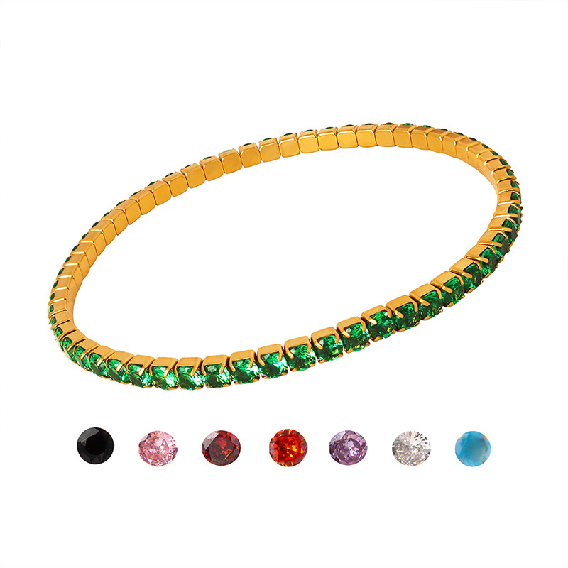 Luxe Full Zircon Design Bracelet 18K PVD Gold Plated Titanium Steel Jewelry Wholesale