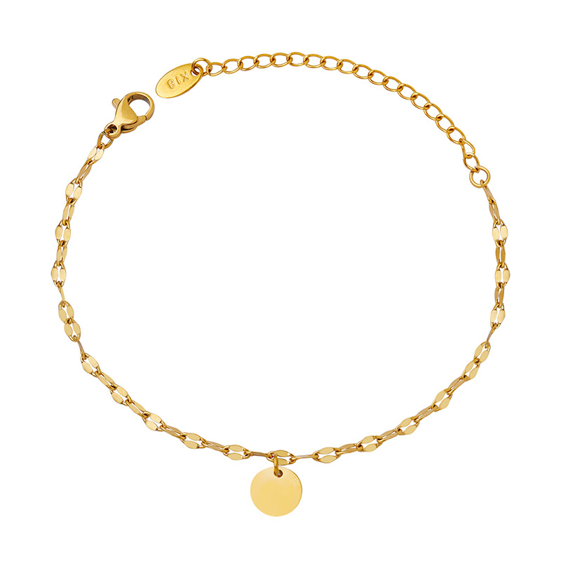 Minimalist Luxe Circle Disc Bracelet 18K PVD Gold Plated Titanium Steel Jewelry for Women