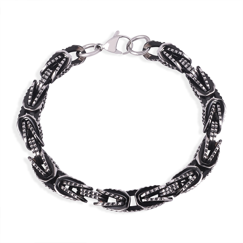 European Style Distressed Vintage Heavy Metal Bracelet 18K PVD Gold Plated Titanium Steel Jewelry