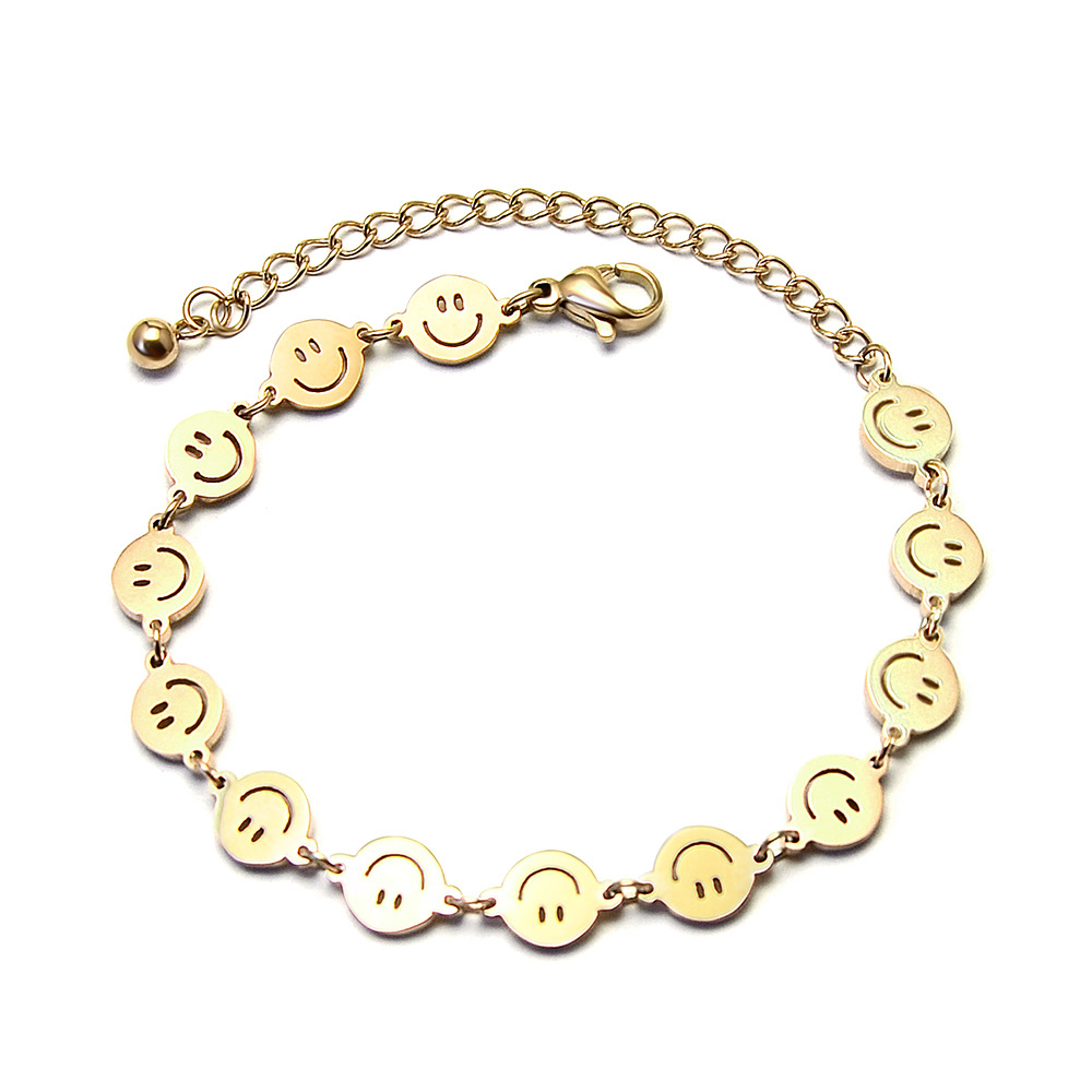 Korean Style Simple Smiling Face Bracelet Titanium Steel Jewelry for Women Minimalist