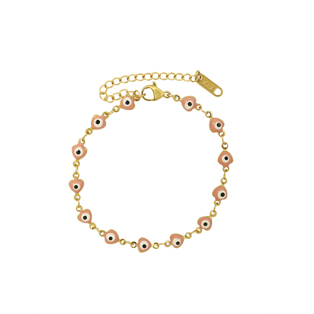 European Bracelet Dripping Oil Pink Little Fish Bracelet 18K Gold Plated Titanium Steel Friendship Jewelry