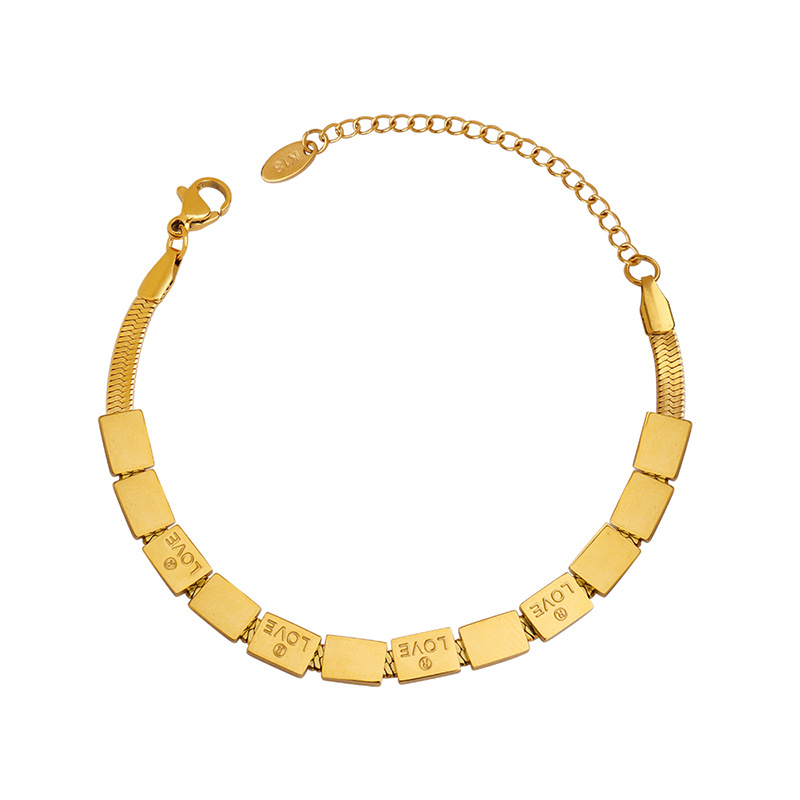 Trendy Bracelet Wholesale Titanium Steel Gold Plated Square LOVE Letter Bracelet INS Elegant Jewelry