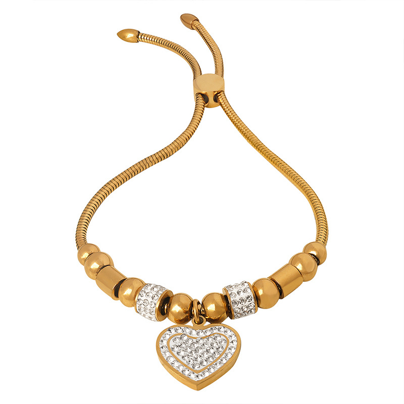 Amazon Hot-Selling Bracelet Titanium Steel 18K PVD Gold Plated Large Hole Bead Luxury