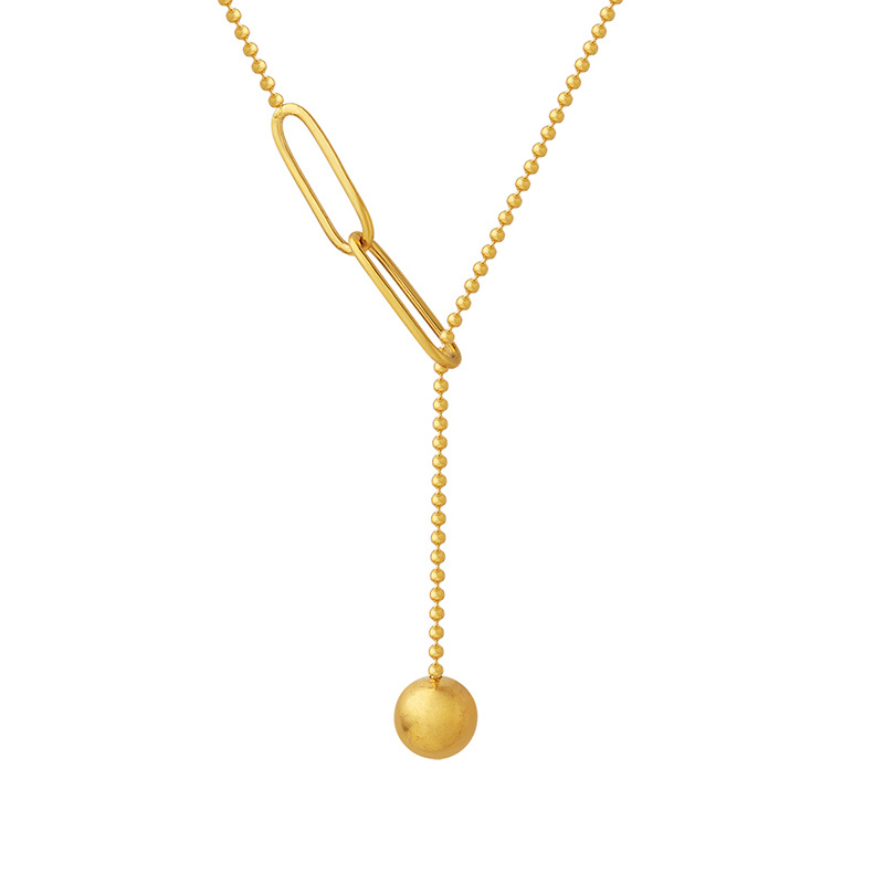New Arrival Ins Simple Round Ball Adjustable Choker Necklace 18K PVD Gold Plated Stainless Steel Neck Chain