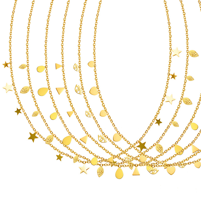 European Ins Roman Palace Style Multi-Accessory Versatile Choker Necklace 18K PVD Gold Plated Stainless Steel