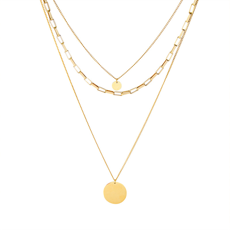 Triple Layered Choker Necklace 18K PVD Gold Plated Neck Chain European Ins Trendy Jewelry