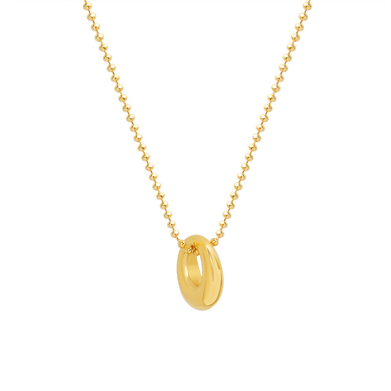 Korean-Japanese Ins Minimalist Style Oval Pendant Necklace 18K PVD Gold Plated Stainless Steel Jewelry