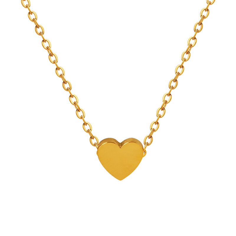 Korean Ins Style Choker Small Heart Pendant Necklace 18K PVD Gold Plated Choker for Women