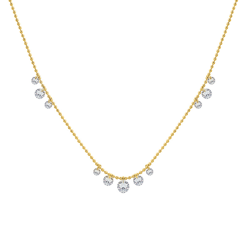 European Ins Minimalist Cold Style Vintage Zircon Pendant Necklace 18K PVD Gold Plated Fashion Choker Necklace for Women