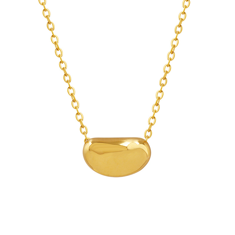 European Ins Lucky Gold Bean Choker Necklace 18K PVD Gold Plated Titanium Steel Non-Fading Hypoallergenic Jewelry