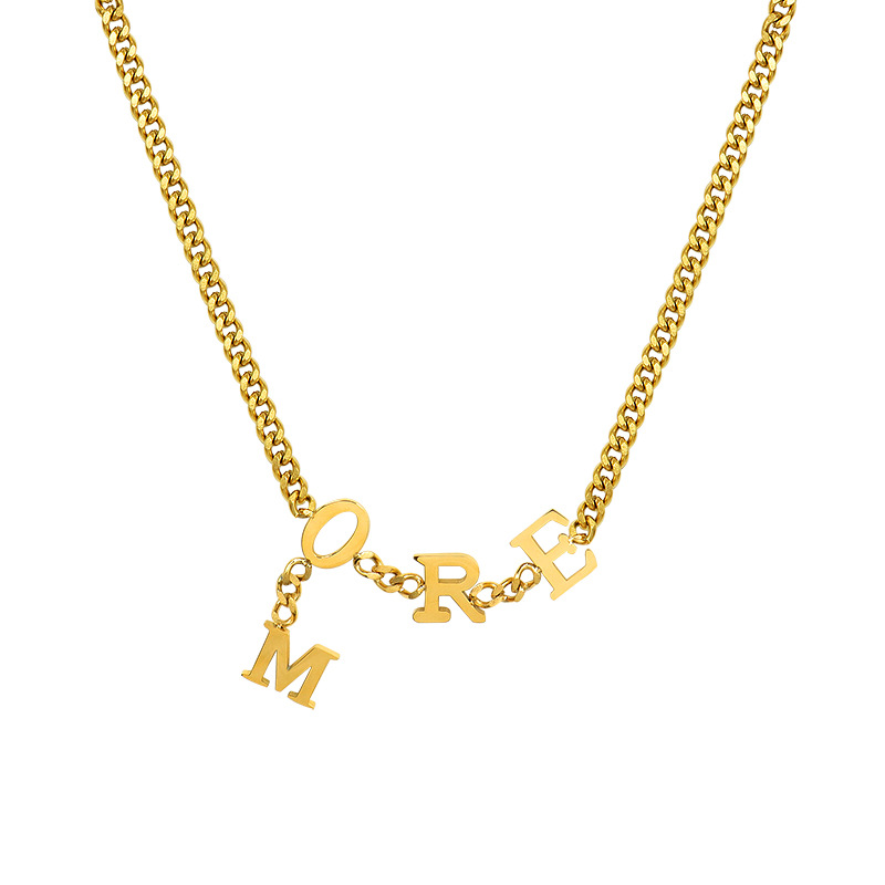 Minimalist Stylish Commuter Elegant Green Design Pendant Jewelry Simple Titanium Steel Gold Plated Necklace for Women