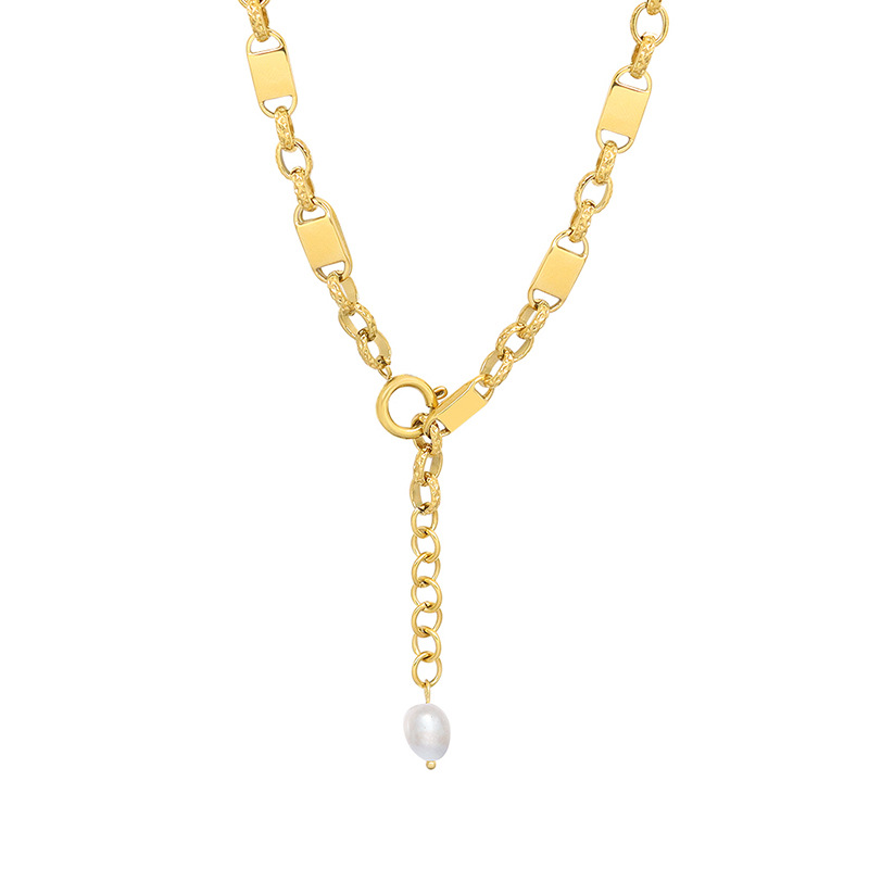 Korean Ins Freshwater Pearl Choker Necklace Titanium Steel 18K PVD Gold Plated Neck Chain Jewelry