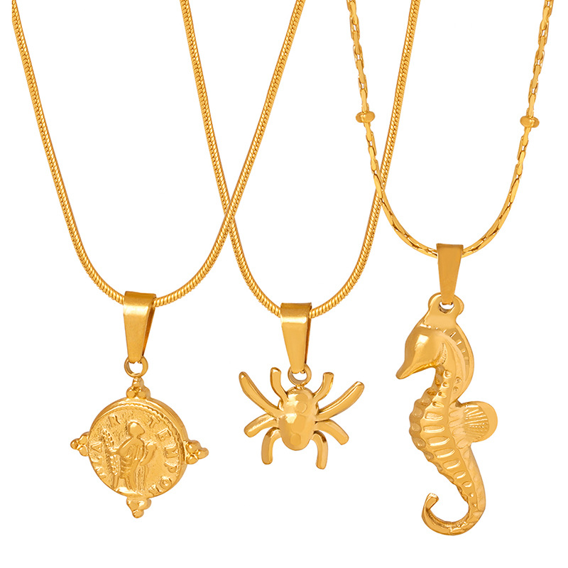 European Simple Animal Pendants Trendy Titanium Steel 18K PVD Gold Plated Non-Fading Necklace Jewelry