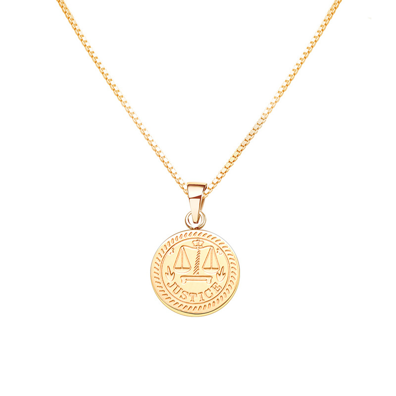 European Ins Style Scales Pattern Round Pendant Necklace Unisex Titanium Steel Choker Jewelry