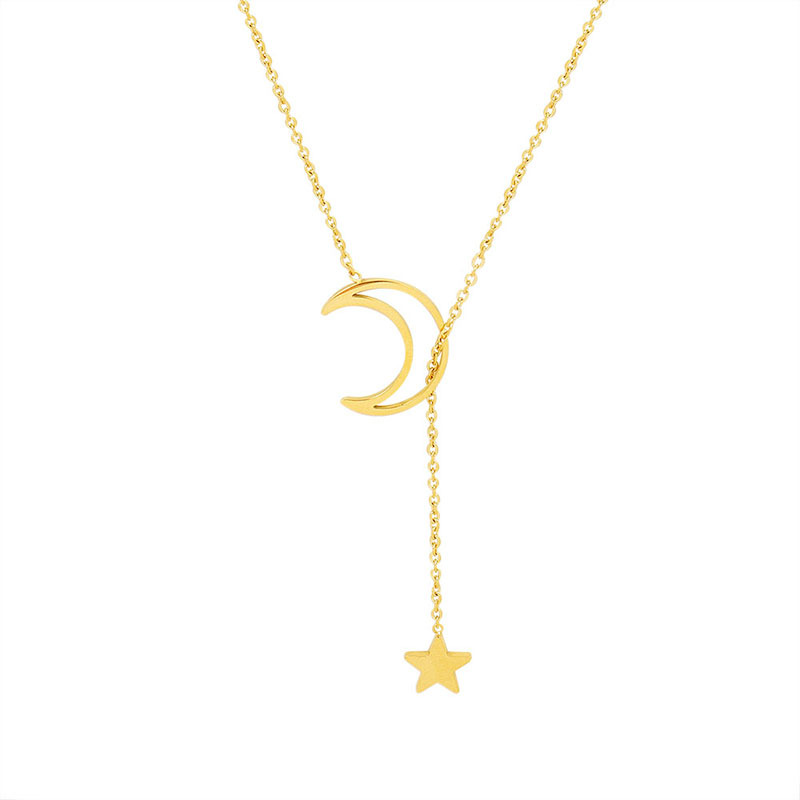 2021 Hot Sale Star Moon Necklace Y2K Choker Necklace for Girls Gift Titanium Steel 18K PVD Gold Plated Jewelry