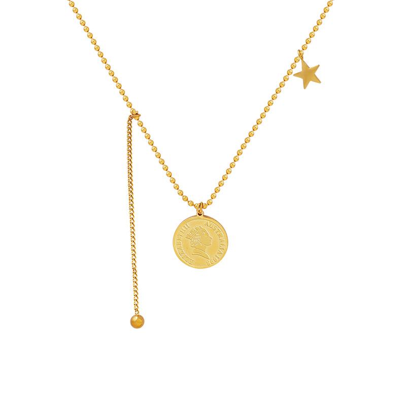 European Ins Style Sexy Girl Queen Portrait Round Pendant Necklace Versatile Choker Chain Titanium Steel Jewelry