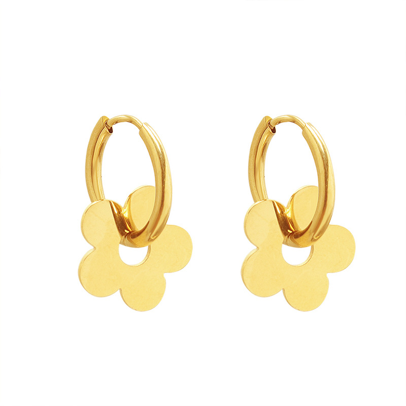 French Vintage Floral Earrings 18K Gold PVD Plated Stainless Steel INS Minimalist Jewelry