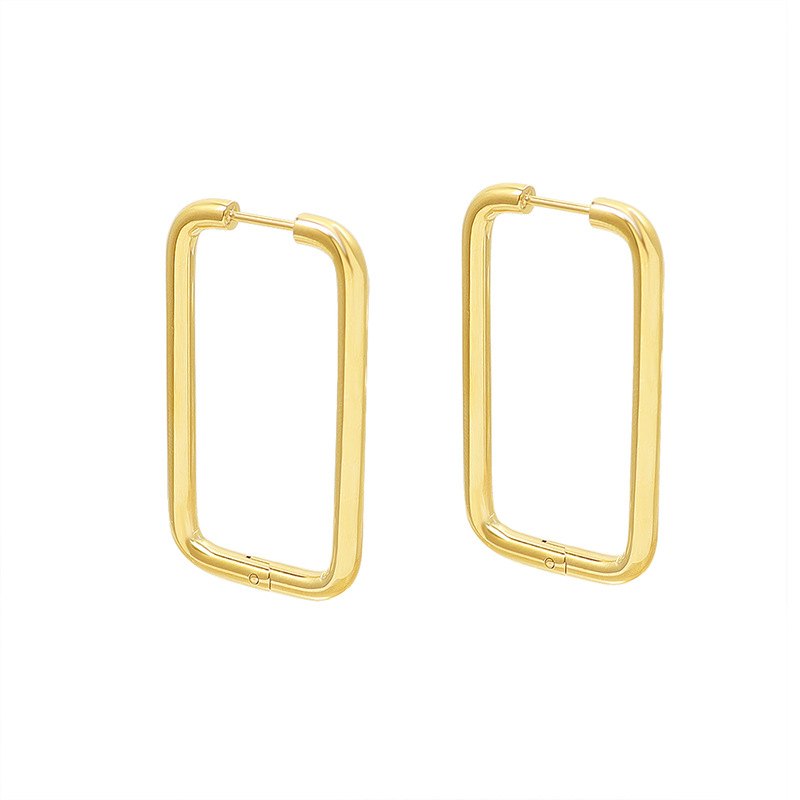 Hot Selling Simple Hoop Stud Earrings 18K Gold PVD Plated Stainless Steel Minimalist Design Wholesale